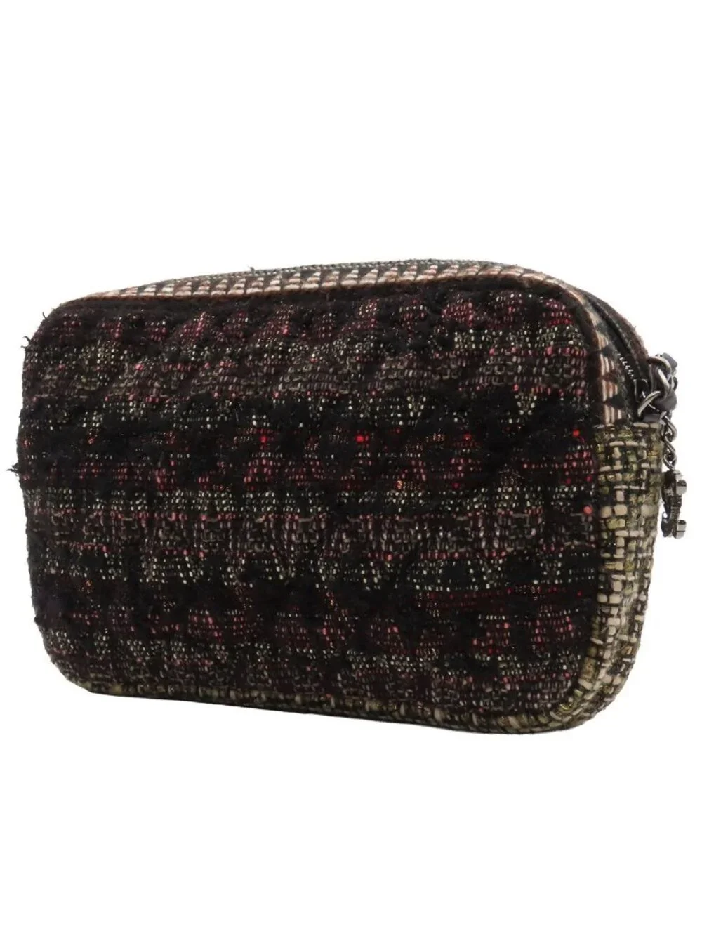 Chanel Chain Shoulder Bag Star CC Logo Brown Black Multicolor Silver Tweed